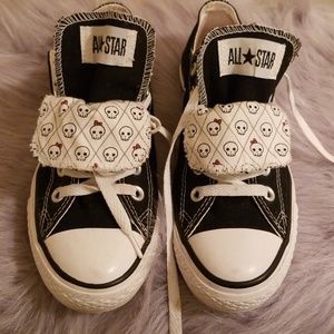 Skull Double Tongue Black & White Chuck Women 7